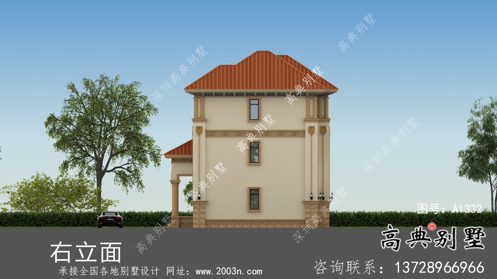 歐式經(jīng)典復(fù)式三層小洋樓戶型圖及效果圖
