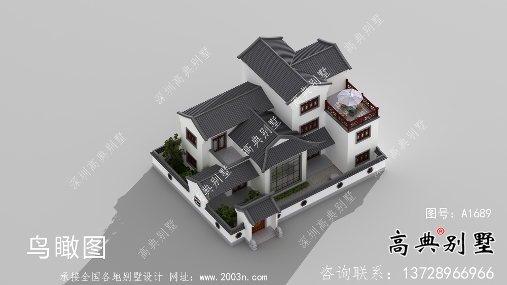 新中式三層自建庭院別墅設(shè)計(jì)圖紙