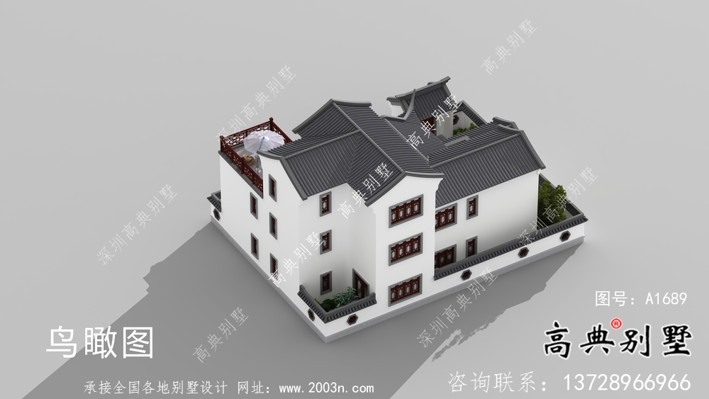 新中式三層自建庭院別墅設(shè)計(jì)圖紙