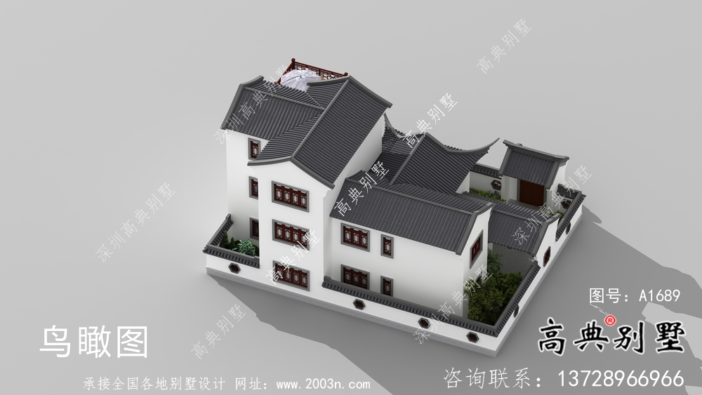 新中式三層自建庭院別墅設(shè)計(jì)圖紙