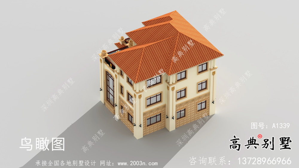 別致中空客廳農(nóng)村三層小洋樓設計方案