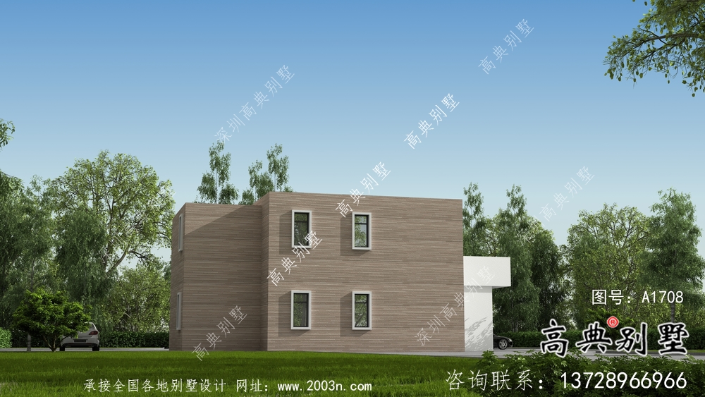 現(xiàn)代二層自建平屋頂別墅設(shè)計圖紙