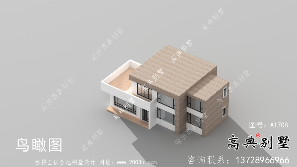 現(xiàn)代二層自建平屋頂別墅設(shè)計圖紙