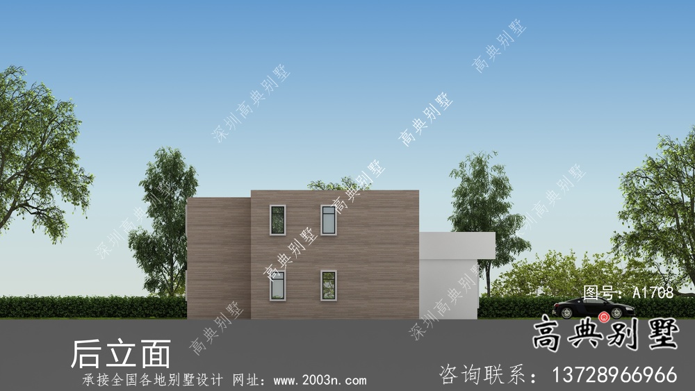 現(xiàn)代二層自建平屋頂別墅設(shè)計圖紙