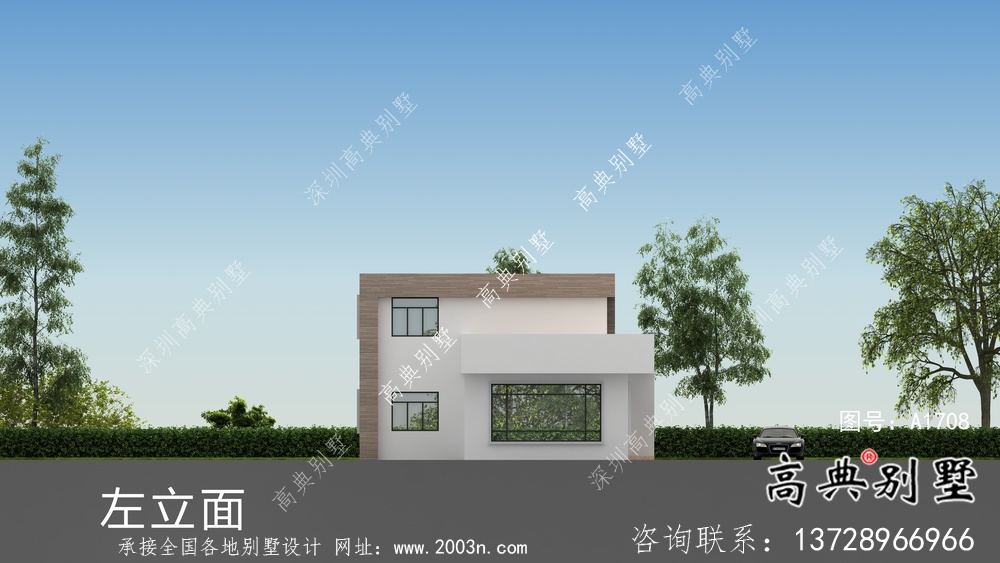 現(xiàn)代二層自建平屋頂別墅設(shè)計圖紙