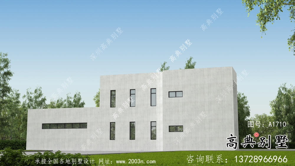 現(xiàn)代二層自建別墅外觀設(shè)計(jì)效果圖