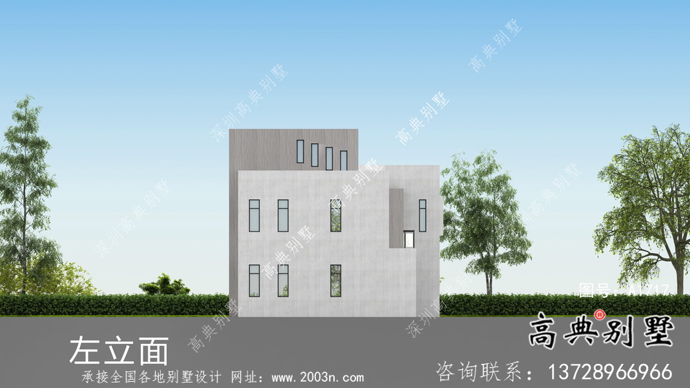 現(xiàn)代平頂二層別墅設(shè)計圖紙及效果圖