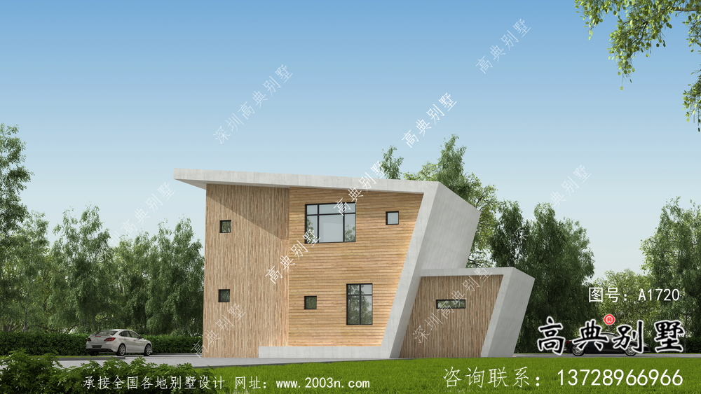 整套二層現代簡約農村別墅設計圖紙