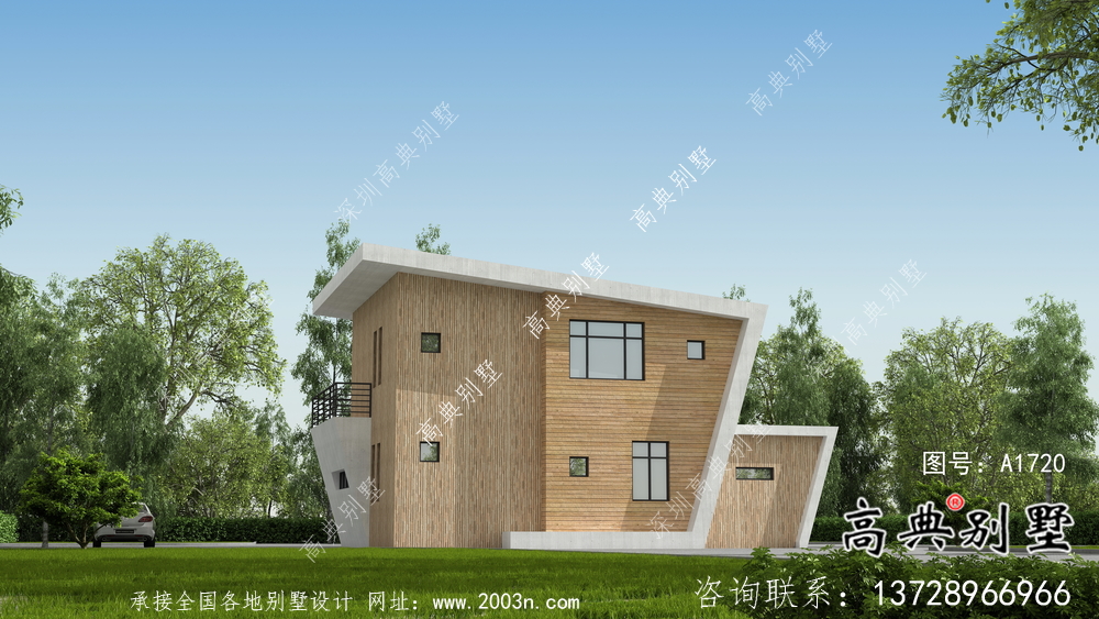 整套二層現代簡約農村別墅設計圖紙