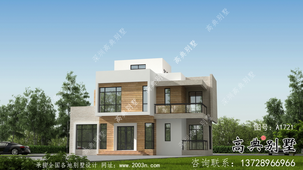 農(nóng)村二層現(xiàn)代別墅外觀設(shè)計效果圖