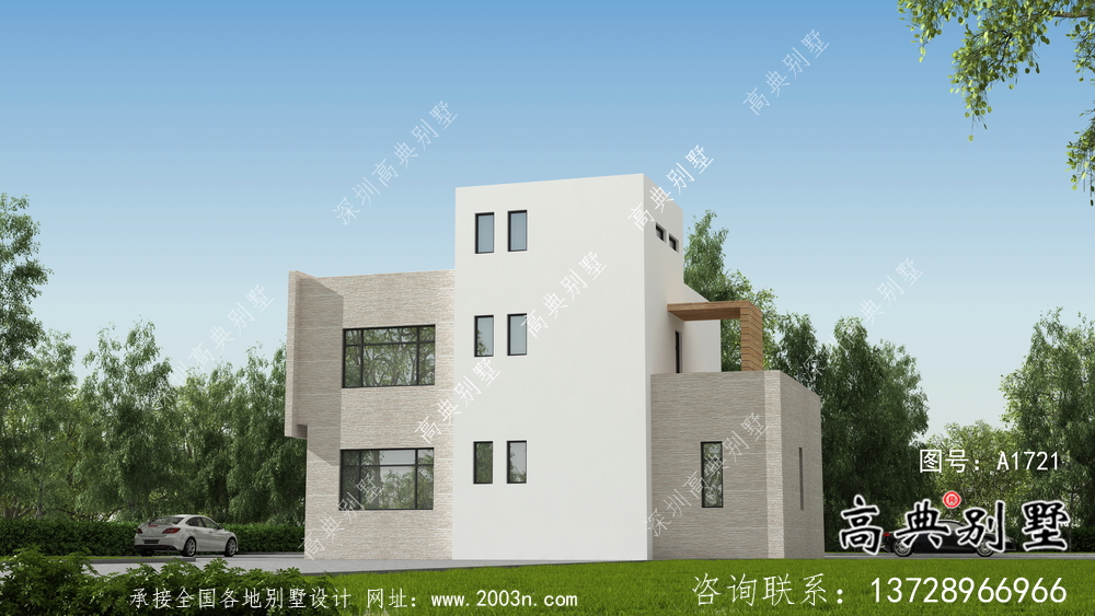 農(nóng)村二層現(xiàn)代別墅外觀設(shè)計效果圖