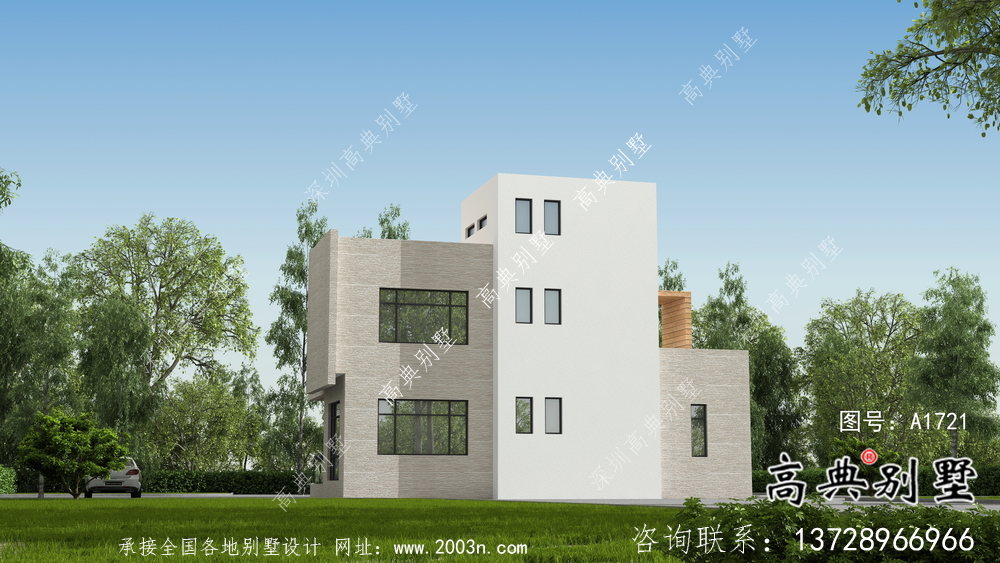 農(nóng)村二層現(xiàn)代別墅外觀設(shè)計效果圖