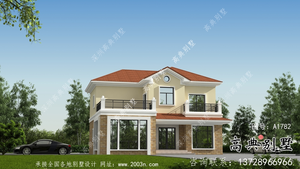 農(nóng)村兩層歐式小別墅設(shè)計(jì)圖紙及效果圖