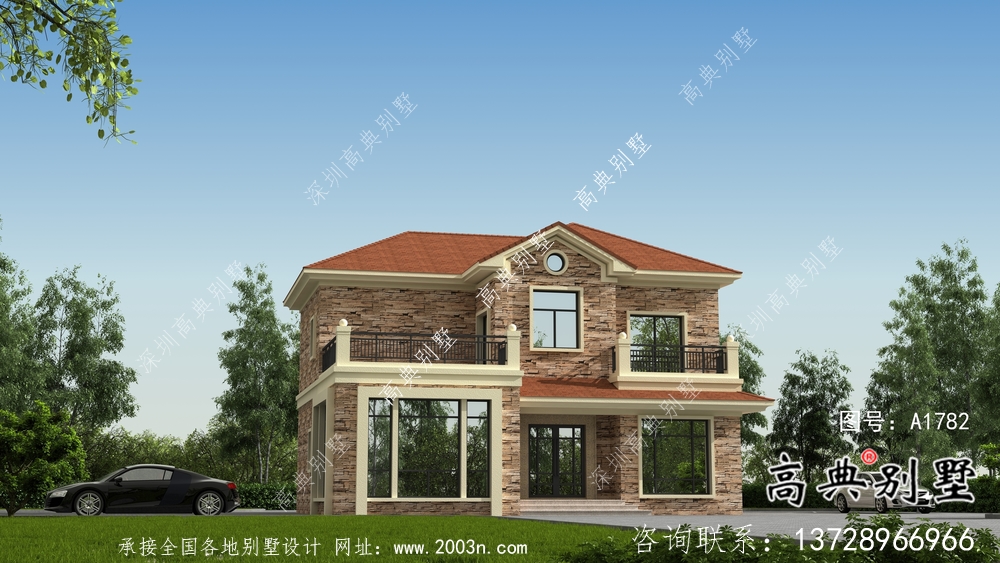 農(nóng)村兩層歐式小別墅設(shè)計(jì)圖紙及效果圖