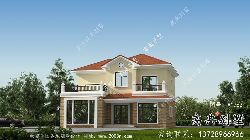 農(nóng)村兩層歐式小別墅設(shè)計(jì)圖紙及效果圖
