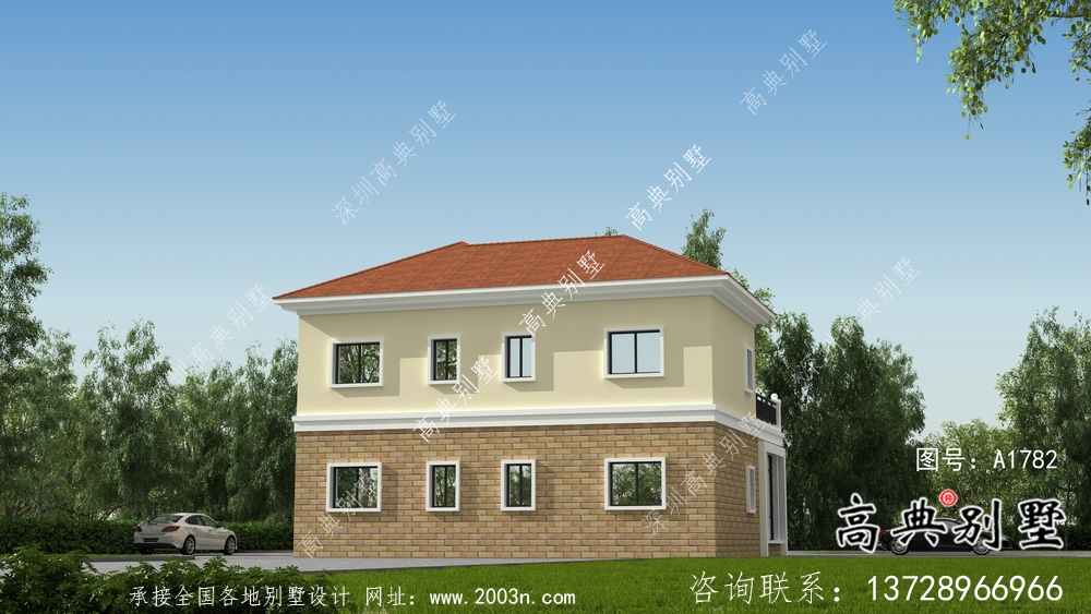 農(nóng)村兩層歐式小別墅設(shè)計(jì)圖紙及效果圖
