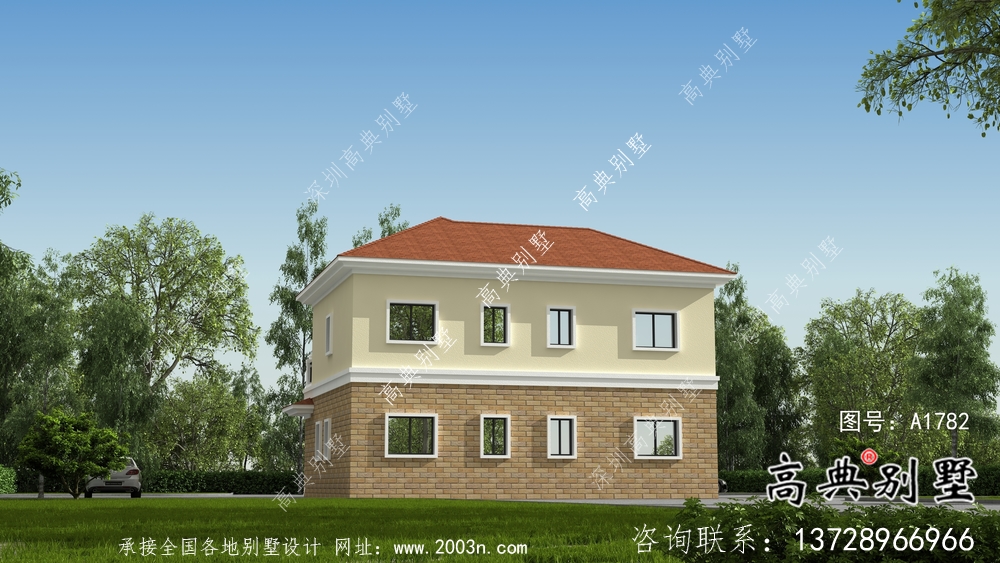 農(nóng)村兩層歐式小別墅設(shè)計(jì)圖紙及效果圖