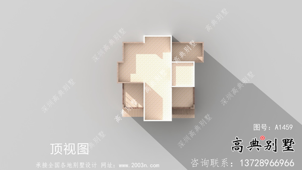 三層新農(nóng)村平屋頂實(shí)用型建筑效果圖