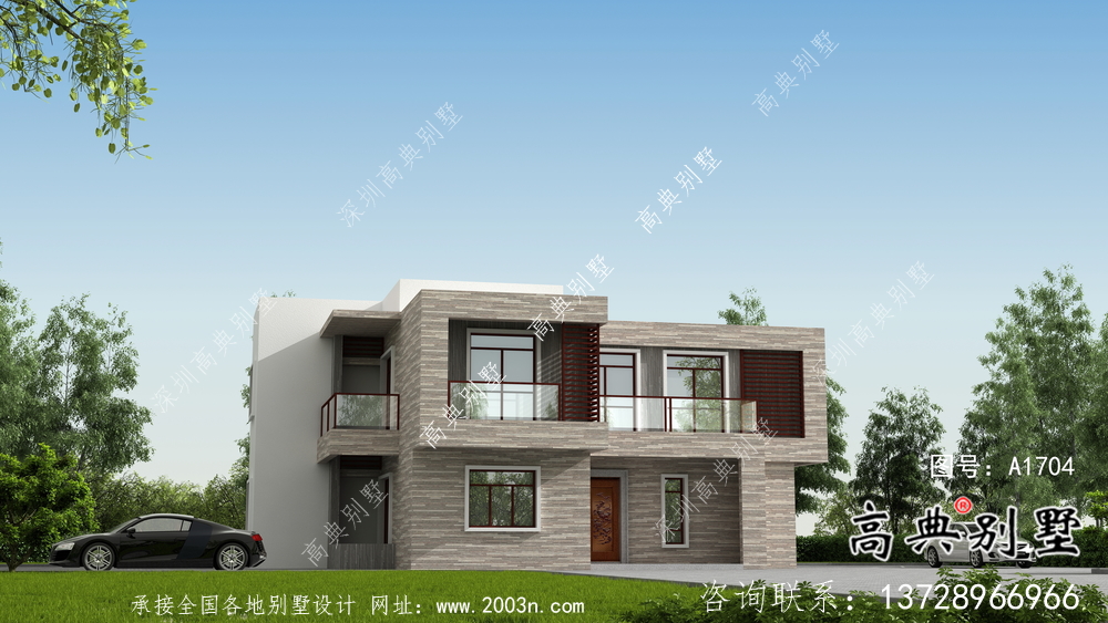 獨棟兩層別墅，現(xiàn)代風格平屋頂別墅施工圖