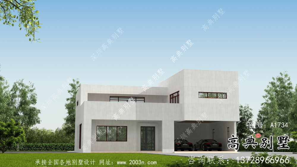 二層平屋頂別墅現(xiàn)代小洋樓設(shè)計(jì)方案圖紙