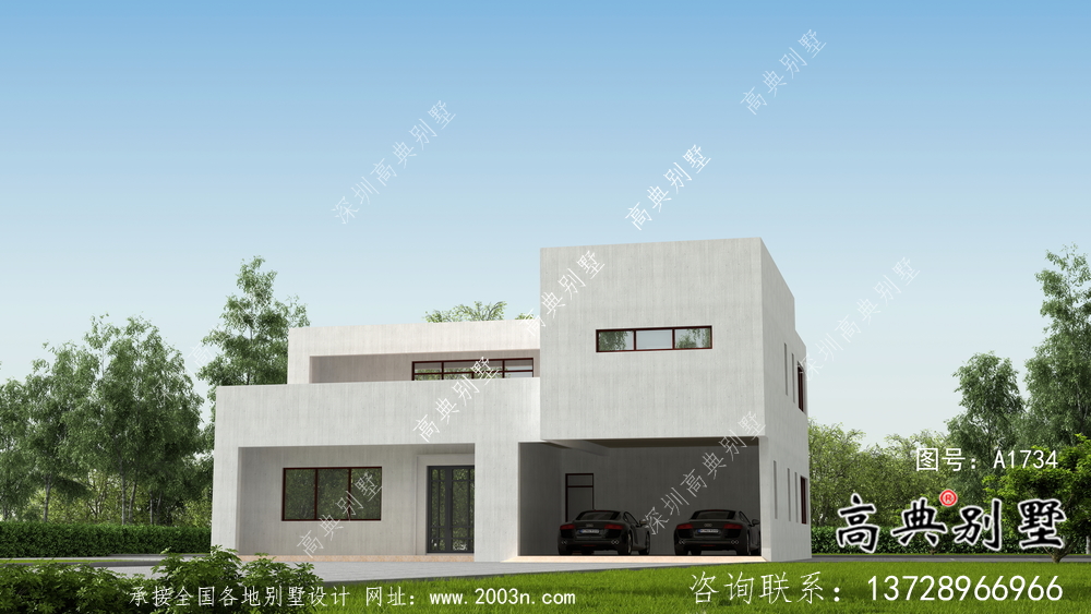 二層平屋頂別墅現(xiàn)代小洋樓設(shè)計(jì)方案圖紙