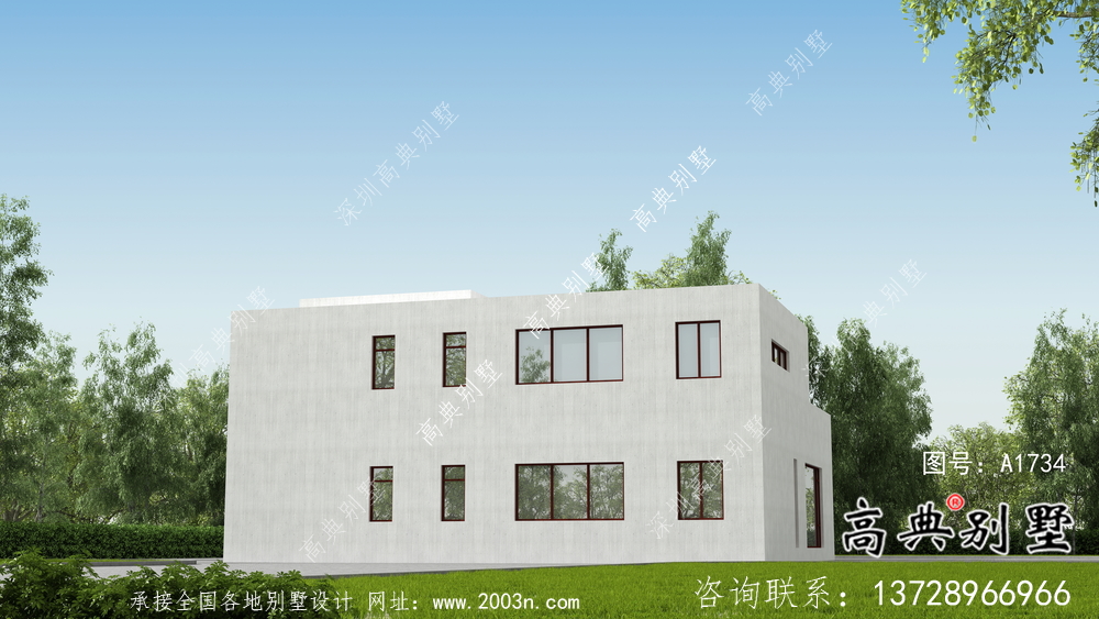 二層平屋頂別墅現(xiàn)代小洋樓設(shè)計(jì)方案圖紙
