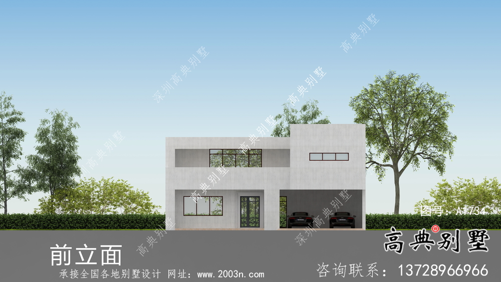 二層平屋頂別墅現(xiàn)代小洋樓設(shè)計(jì)方案圖紙