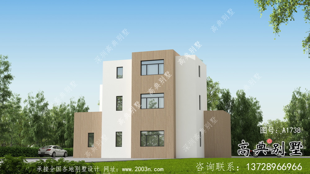 三層現(xiàn)代風(fēng)格平屋頂獨(dú)棟別墅設(shè)計(jì)方案