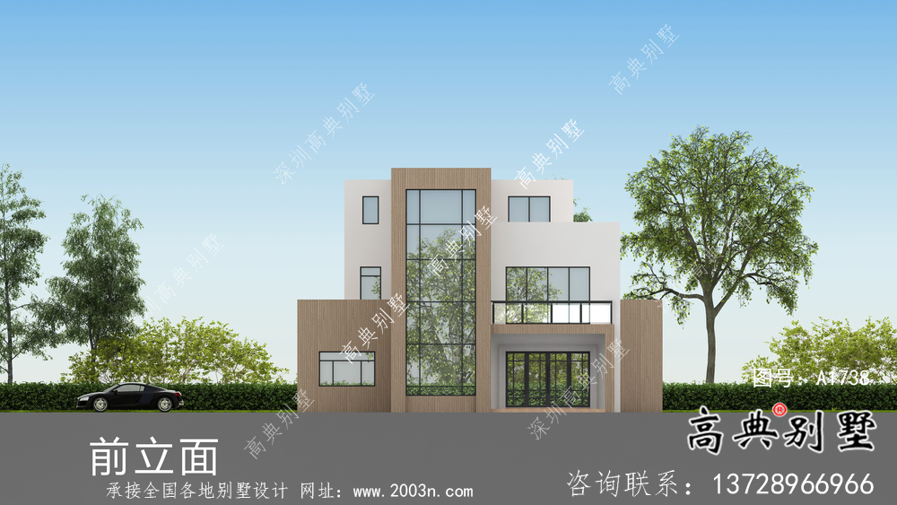 三層現(xiàn)代風(fēng)格平屋頂獨(dú)棟別墅設(shè)計(jì)方案