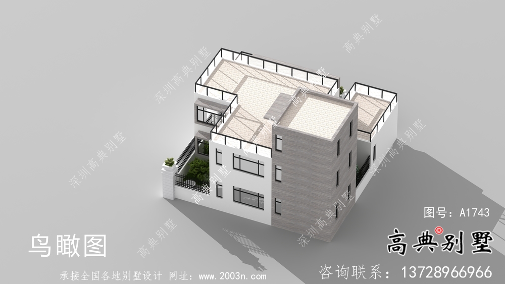 精美獨特二層帶院子平屋頂別墅設(shè)計圖紙
