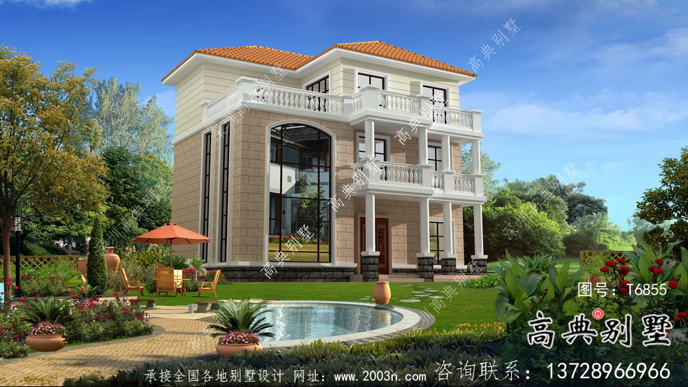 精美三層復(fù)式歐式風(fēng)格獨(dú)棟別墅建筑圖