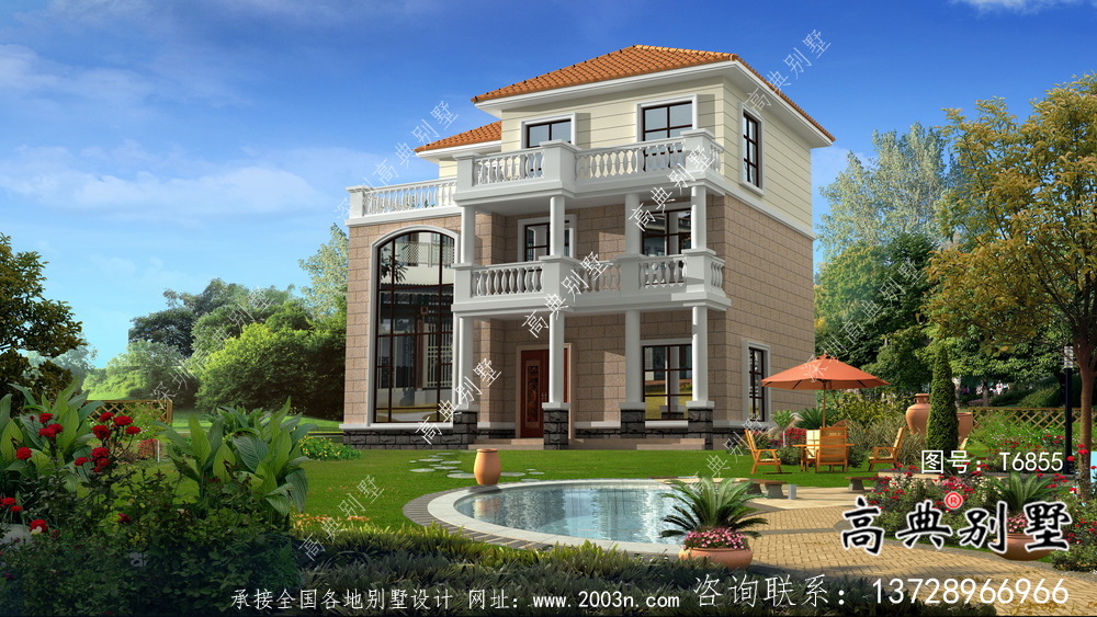 精美三層復(fù)式歐式風(fēng)格獨(dú)棟別墅建筑圖