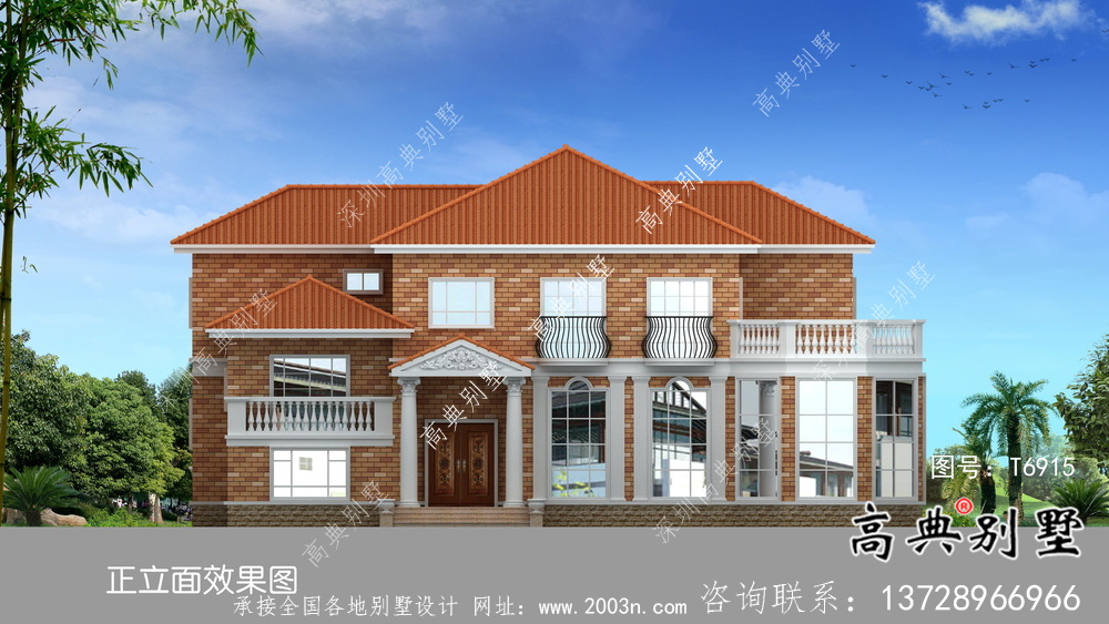 簡(jiǎn)約二層歐式風(fēng)格帶露臺(tái)小洋樓設(shè)計(jì)圖