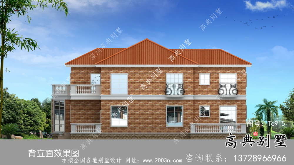 簡(jiǎn)約二層歐式風(fēng)格帶露臺(tái)小洋樓設(shè)計(jì)圖