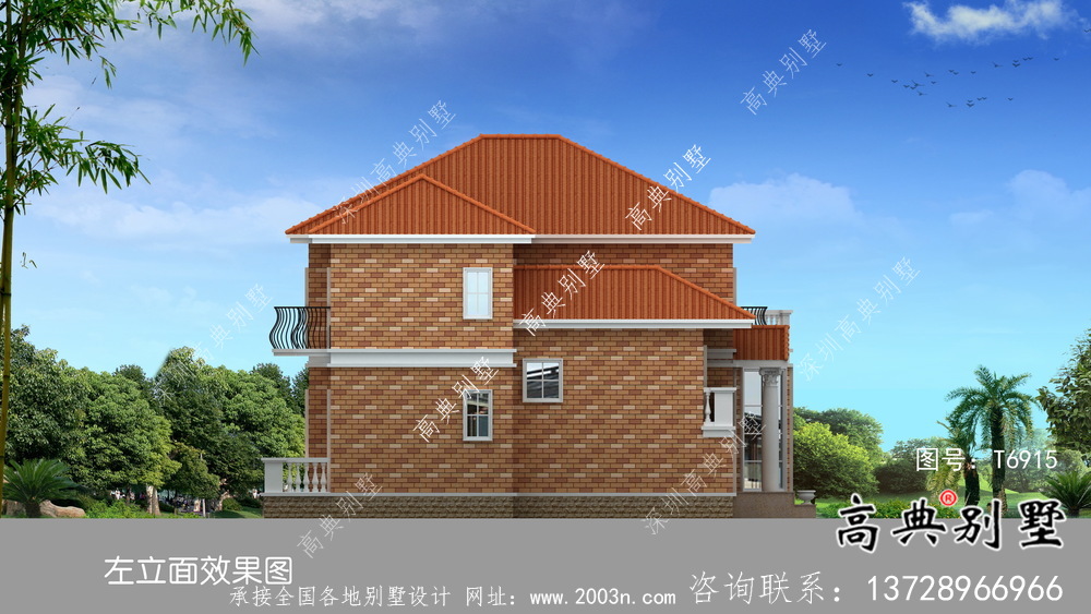 簡(jiǎn)約二層歐式風(fēng)格帶露臺(tái)小洋樓設(shè)計(jì)圖