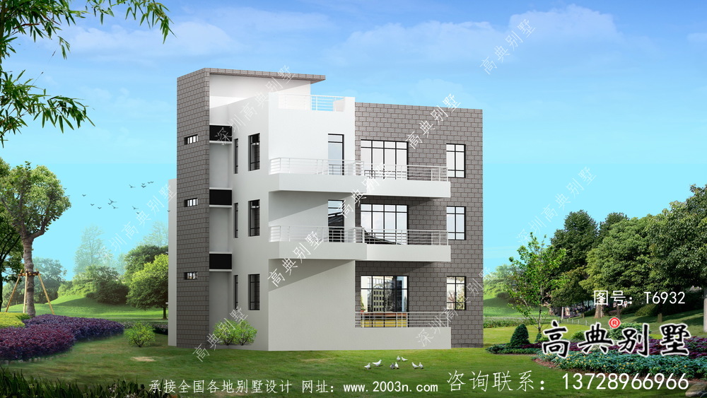 實(shí)用美觀二層新型現(xiàn)代風(fēng)格農(nóng)村別墅帶車庫