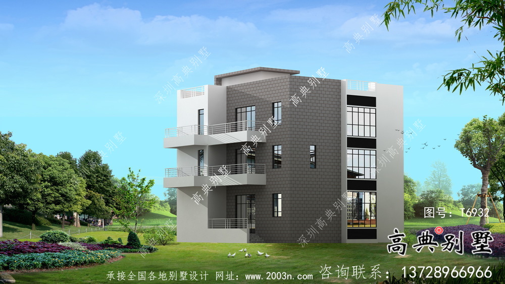 實(shí)用美觀二層新型現(xiàn)代風(fēng)格農(nóng)村別墅帶車庫