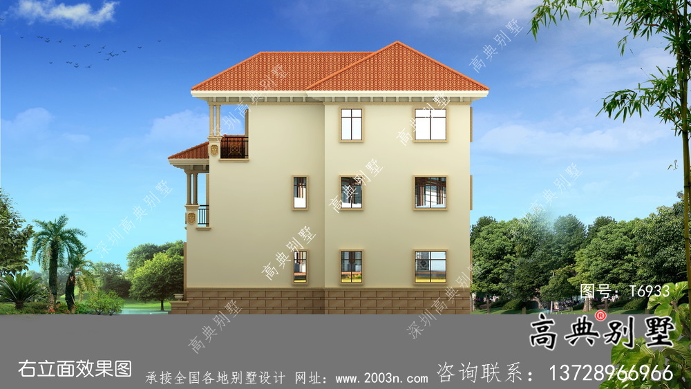 清新別致三層別墅全套施工圖含效果圖