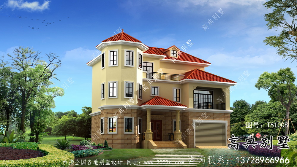 簡(jiǎn)易獨(dú)特三層歐式風(fēng)格別墅效果圖