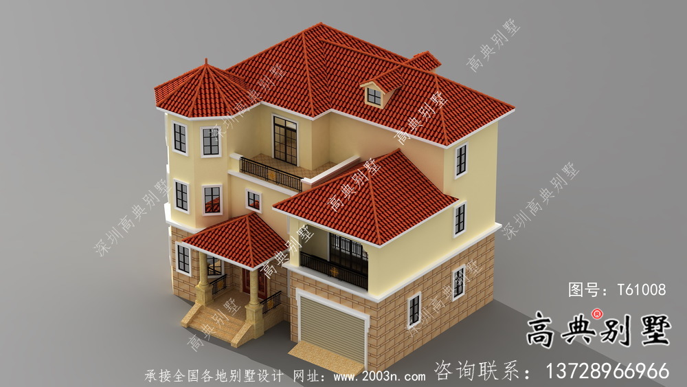 簡(jiǎn)易獨(dú)特三層歐式風(fēng)格別墅效果圖