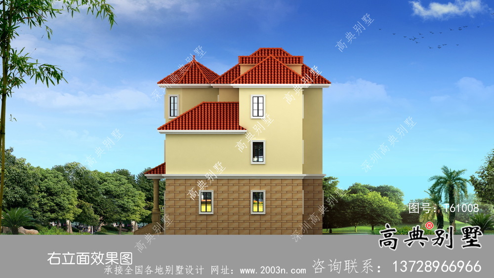 簡(jiǎn)易獨(dú)特三層歐式風(fēng)格別墅效果圖