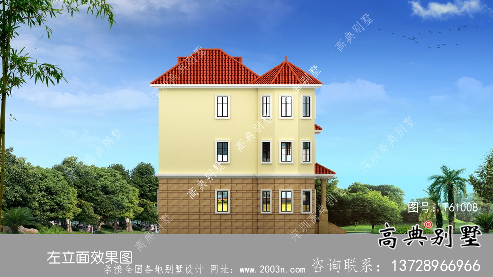 簡(jiǎn)易獨(dú)特三層歐式風(fēng)格別墅效果圖