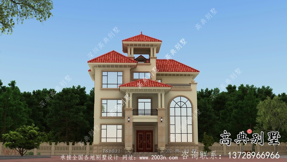 歐式風(fēng)格復(fù)式坡屋頂三層別墅設(shè)計圖紙
