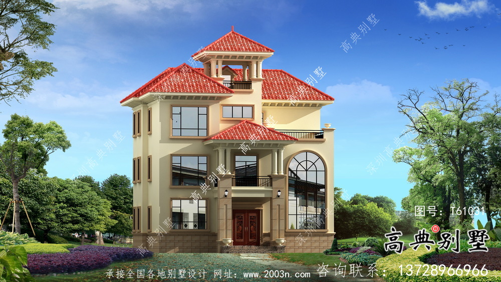 歐式風(fēng)格復(fù)式坡屋頂三層別墅設(shè)計圖紙