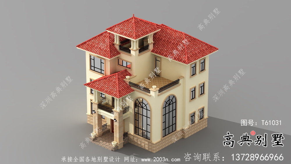 歐式風(fēng)格復(fù)式坡屋頂三層別墅設(shè)計圖紙