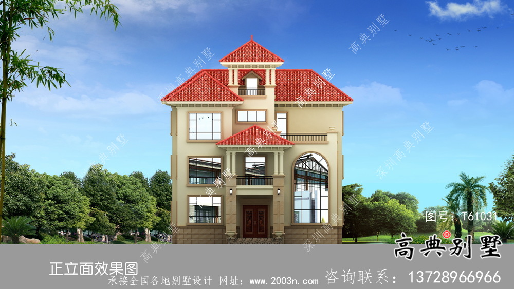 歐式風(fēng)格復(fù)式坡屋頂三層別墅設(shè)計圖紙