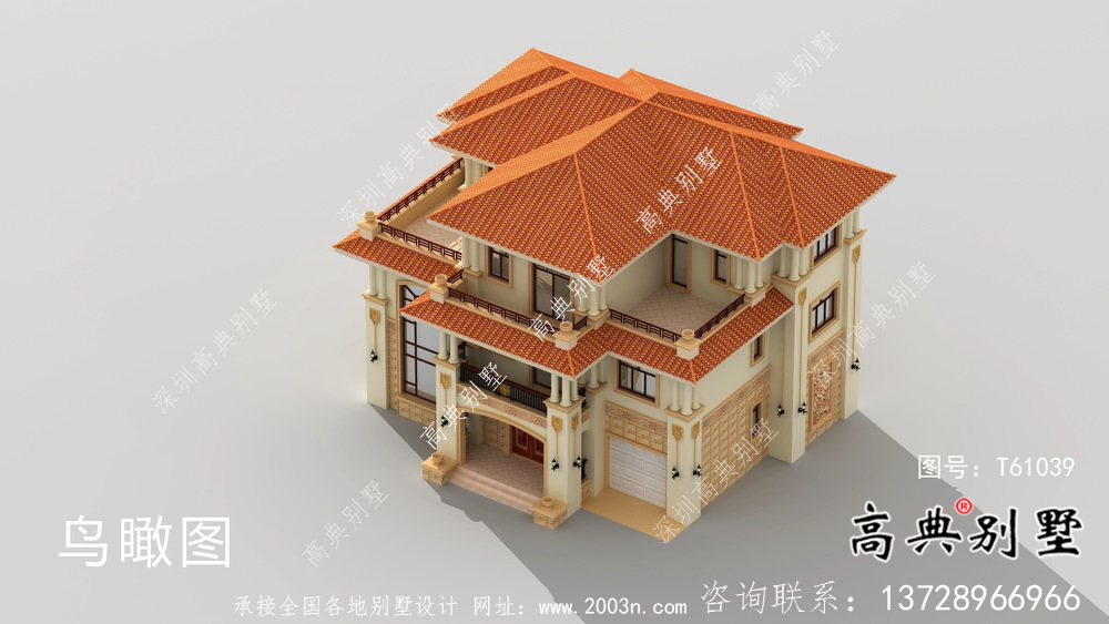 意大利風格簡約三層帶車庫小洋樓設(shè)計圖