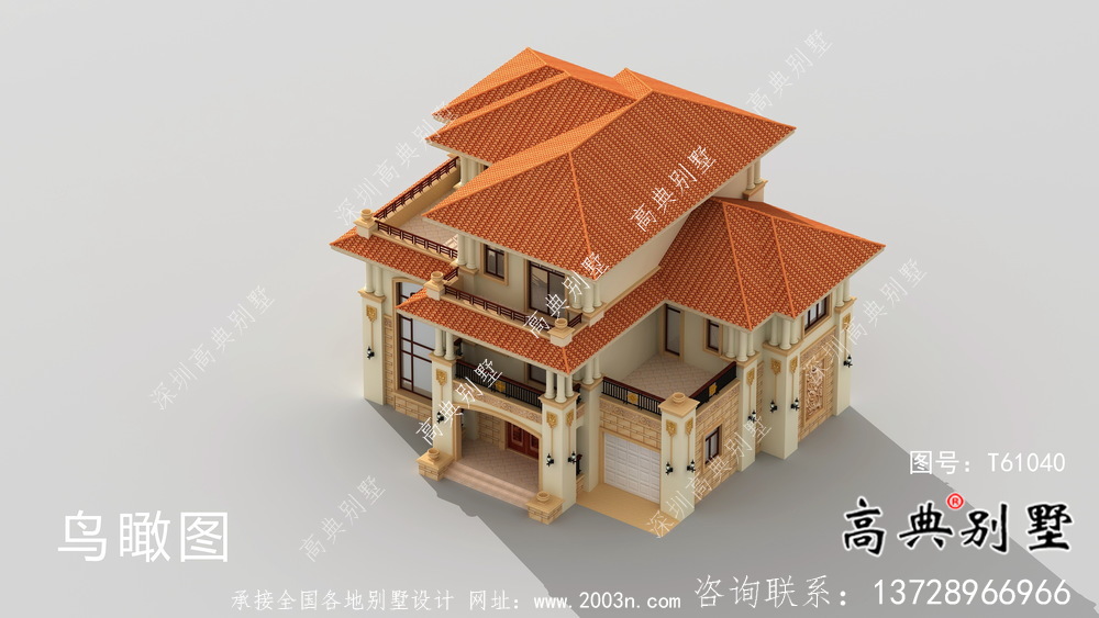 三層實(shí)用帶車庫及露臺別墅設(shè)計(jì)圖（建筑+效果圖）
