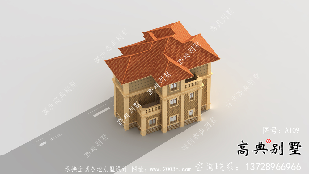 新農(nóng)村三層歐式別墅設計圖建設