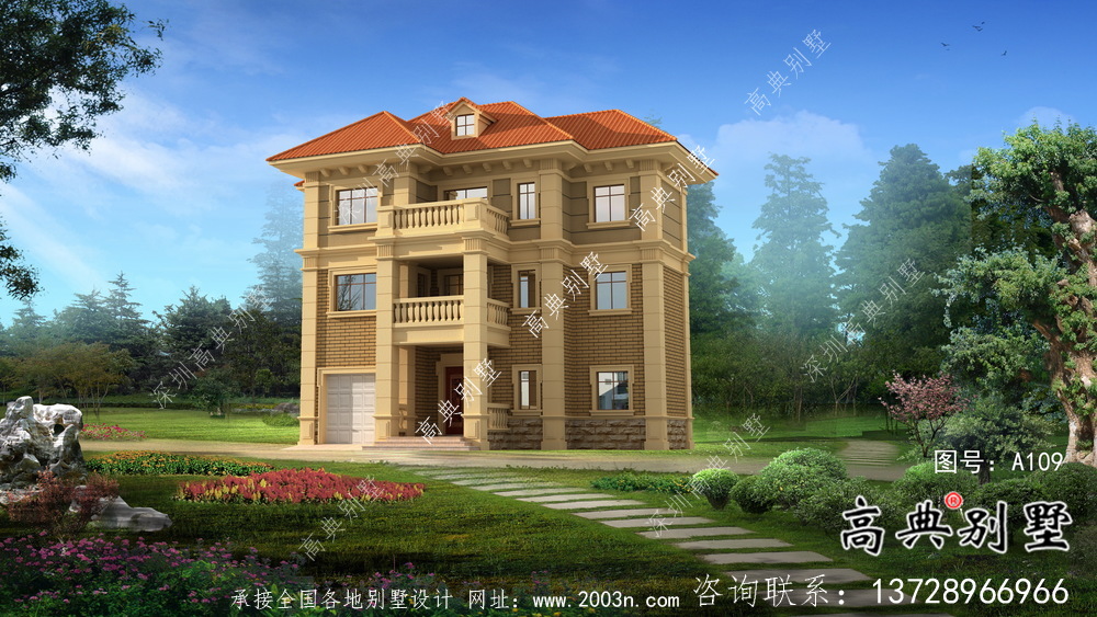 新農(nóng)村三層歐式別墅設計圖建設